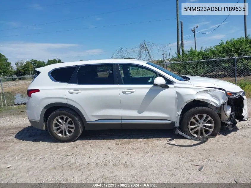 2020 Hyundai Santa Fe Se VIN: 5NMS23AD6LH189635 Lot: 40172293