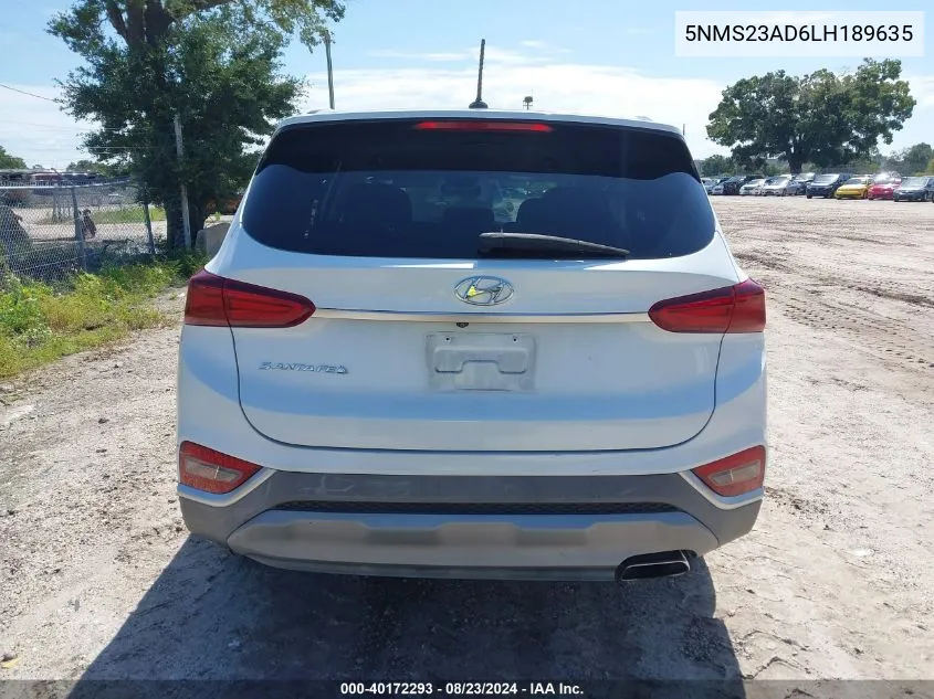 2020 Hyundai Santa Fe Se VIN: 5NMS23AD6LH189635 Lot: 40172293