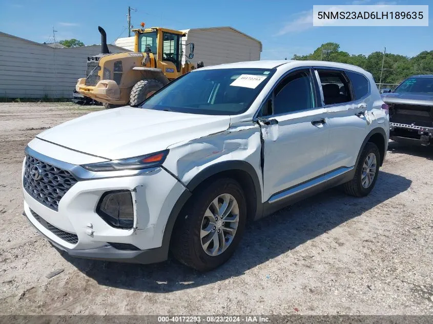 2020 Hyundai Santa Fe Se VIN: 5NMS23AD6LH189635 Lot: 40172293