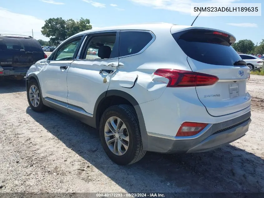 2020 Hyundai Santa Fe Se VIN: 5NMS23AD6LH189635 Lot: 40172293