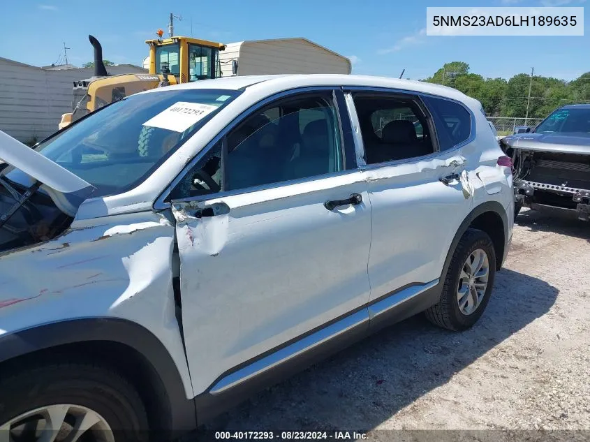 2020 Hyundai Santa Fe Se VIN: 5NMS23AD6LH189635 Lot: 40172293