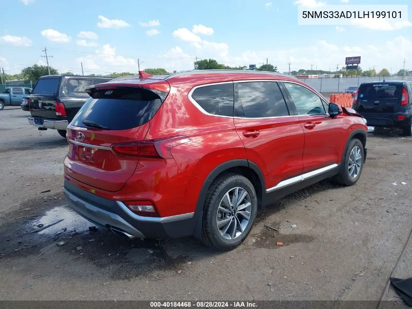 2020 Hyundai Santa Fe Sel VIN: 5NMS33AD1LH199101 Lot: 40184468