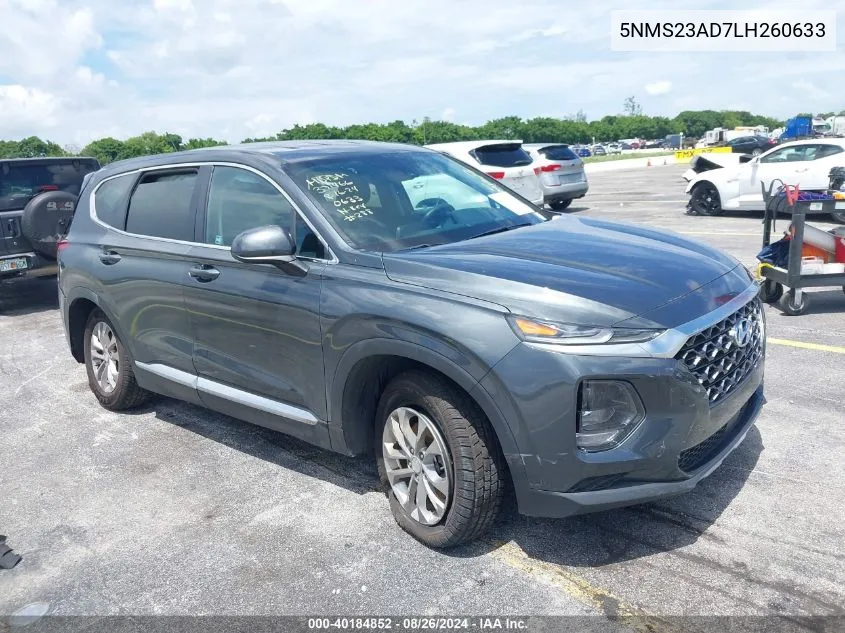 2020 Hyundai Santa Fe Se VIN: 5NMS23AD7LH260633 Lot: 40184852