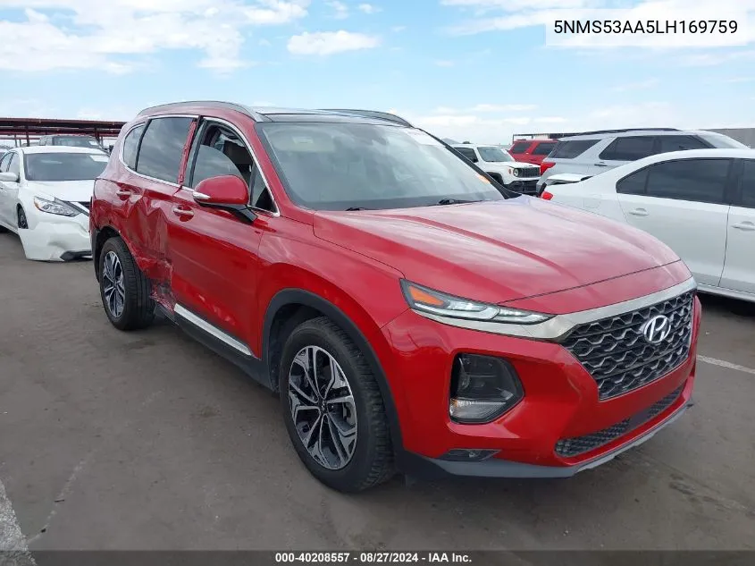 2020 Hyundai Santa Fe Limited 2.0T VIN: 5NMS53AA5LH169759 Lot: 40208557