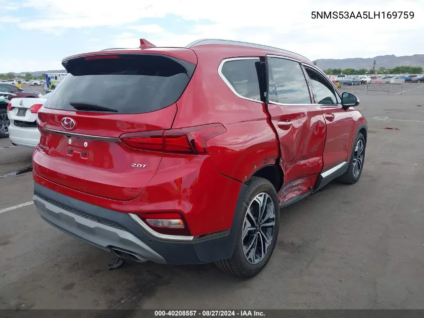 5NMS53AA5LH169759 2020 Hyundai Santa Fe Limited 2.0T