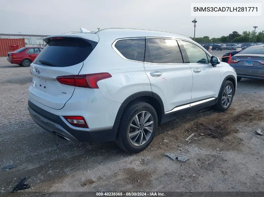 5NMS3CAD7LH281771 2020 Hyundai Santa Fe Sel