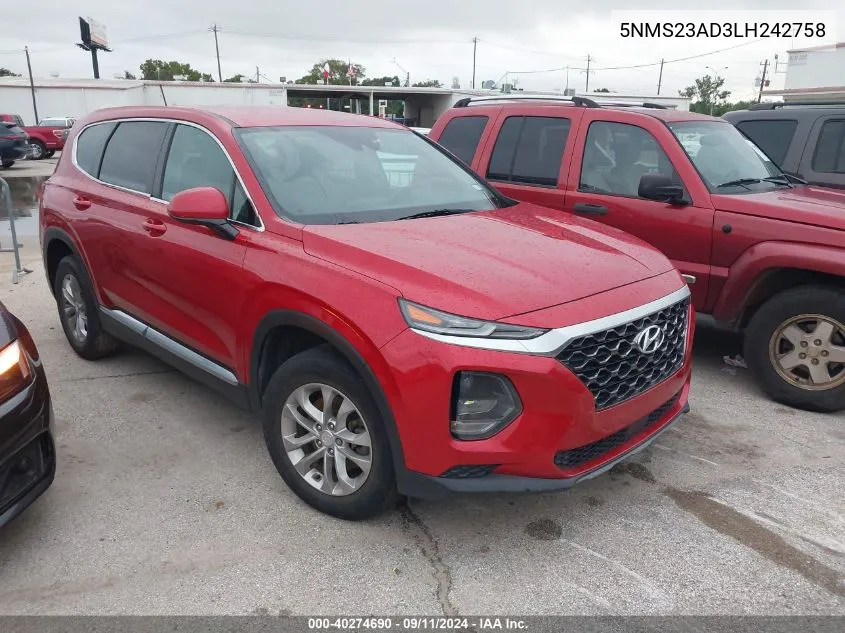 5NMS23AD3LH242758 2020 Hyundai Santa Fe Se