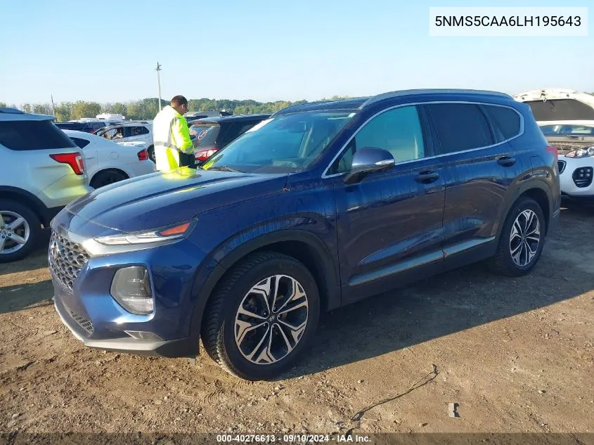 2020 Hyundai Santa Fe Limited 2.0T VIN: 5NMS5CAA6LH195643 Lot: 40276613