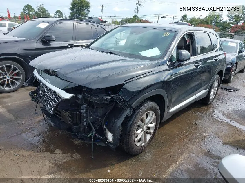 2020 Hyundai Santa Fe Sel VIN: 5NMS33ADXLH212735 Lot: 40289454