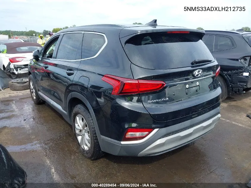 2020 Hyundai Santa Fe Sel VIN: 5NMS33ADXLH212735 Lot: 40289454