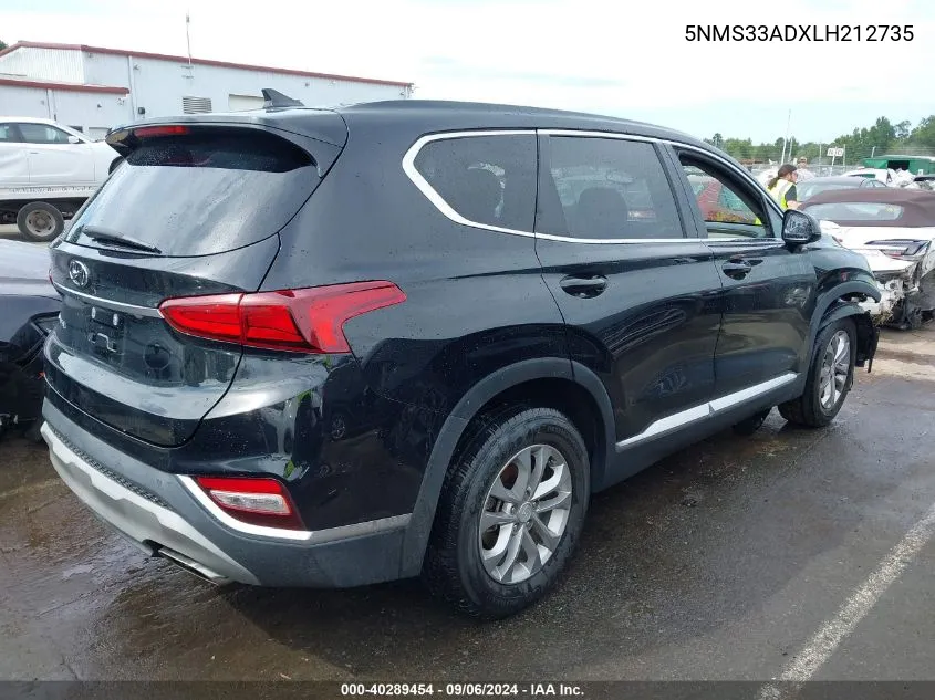 2020 Hyundai Santa Fe Sel VIN: 5NMS33ADXLH212735 Lot: 40289454