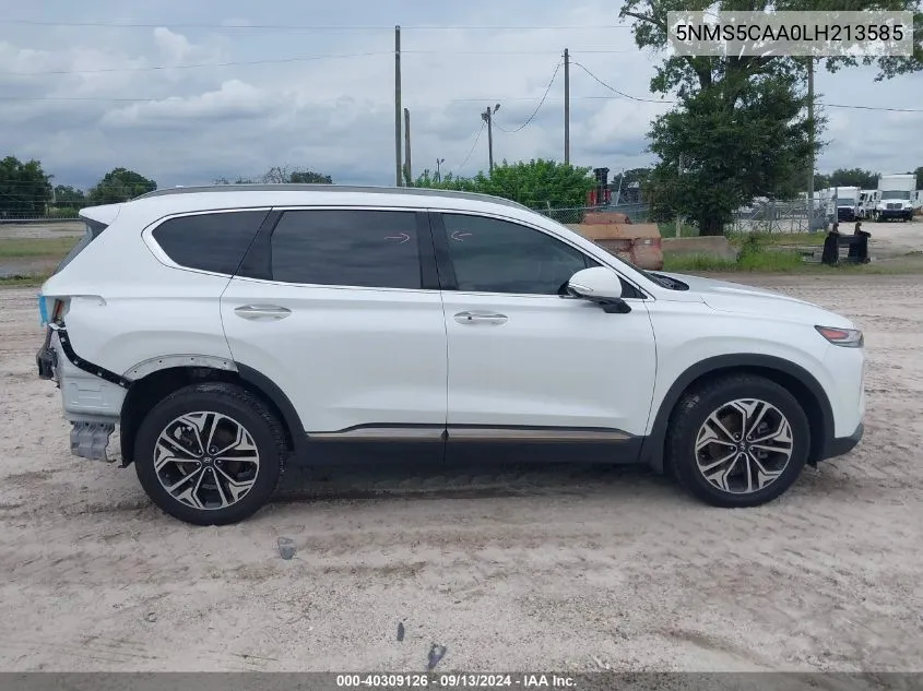 2020 Hyundai Santa Fe Limited 2.0T VIN: 5NMS5CAA0LH213585 Lot: 40309126