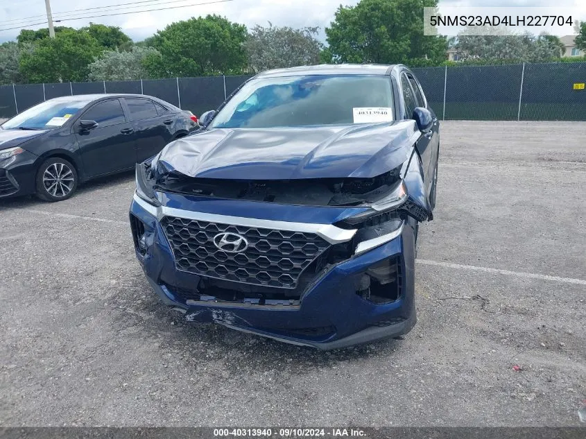 2020 Hyundai Santa Fe Se VIN: 5NMS23AD4LH227704 Lot: 40313940