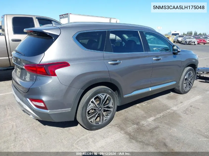 5NMS3CAA5LH175048 2020 Hyundai Santa Fe Sel 2.0T