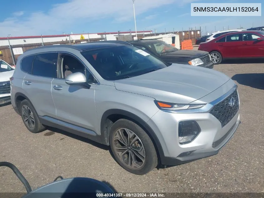 2020 Hyundai Santa Fe Sel 2.0T VIN: 5NMS3CAA9LH152064 Lot: 40341357