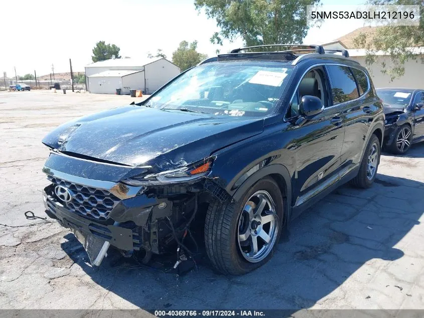 2020 Hyundai Santa Fe Limited VIN: 5NMS53AD3LH212196 Lot: 40369766