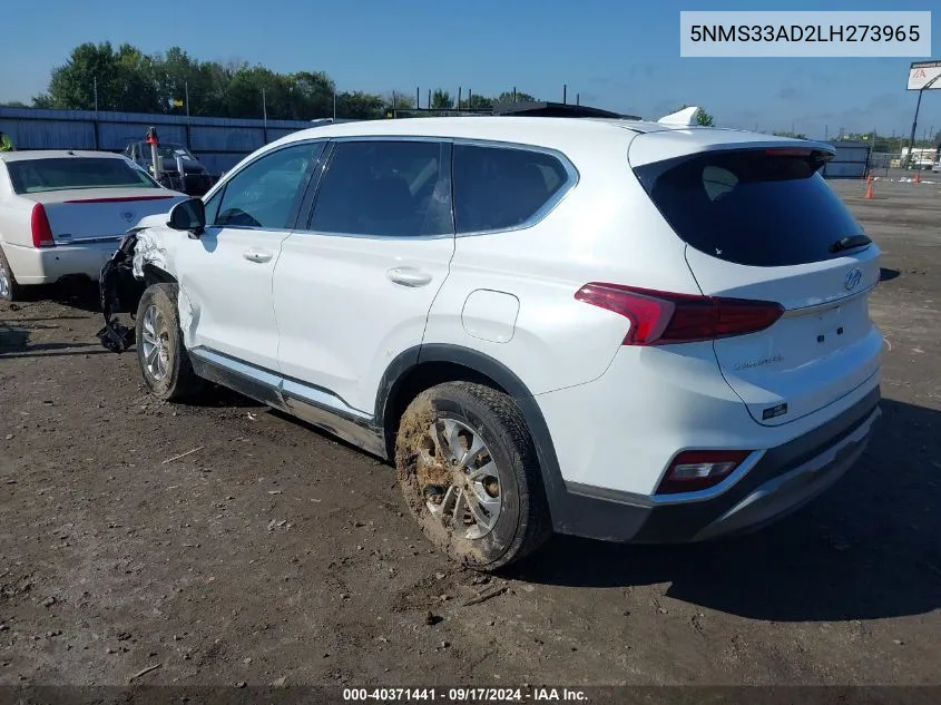 2020 Hyundai Santa Fe Sel VIN: 5NMS33AD2LH273965 Lot: 40371441