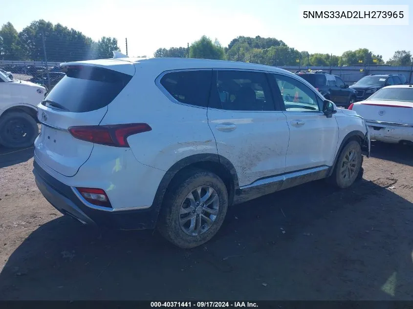 2020 Hyundai Santa Fe Sel VIN: 5NMS33AD2LH273965 Lot: 40371441