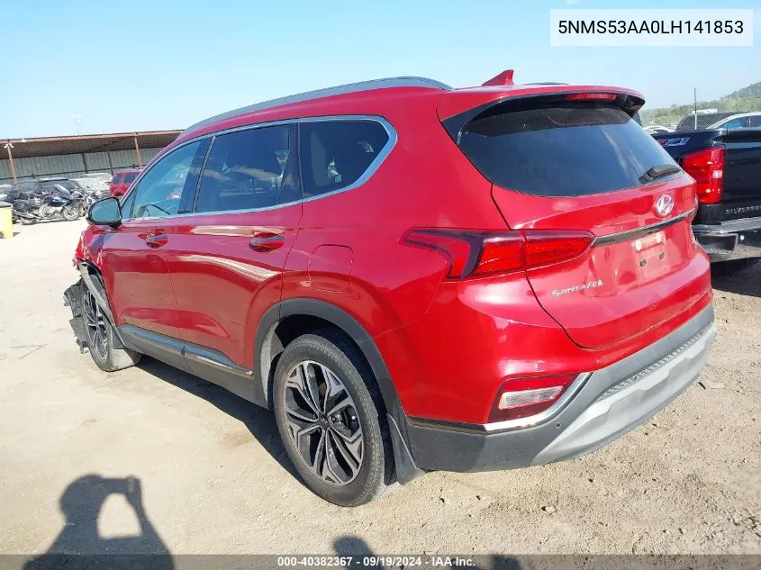 5NMS53AA0LH141853 2020 Hyundai Santa Fe Limited 2.0T