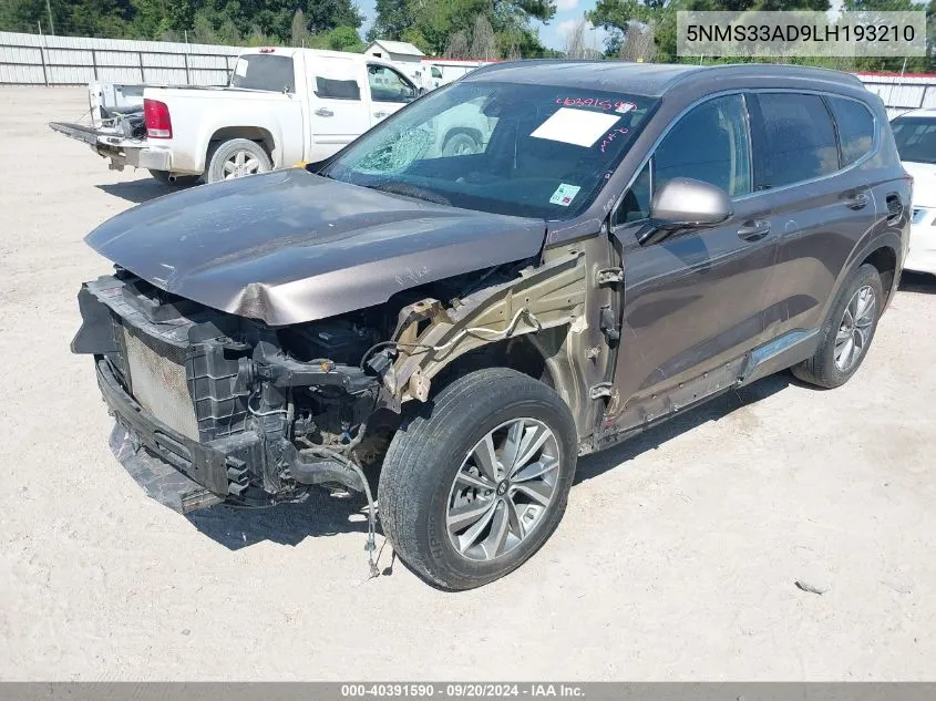 2020 Hyundai Santa Fe Sel VIN: 5NMS33AD9LH193210 Lot: 40391590