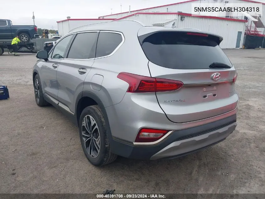 2020 Hyundai Santa Fe Limited 2.0T VIN: 5NMS5CAA5LH304318 Lot: 40391708