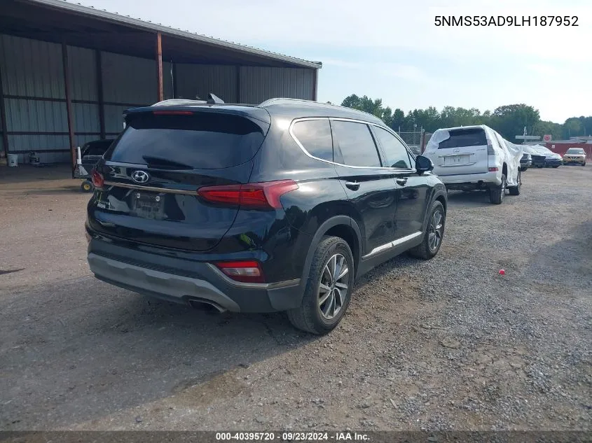 2020 Hyundai Santa Fe Limited VIN: 5NMS53AD9LH187952 Lot: 40395720