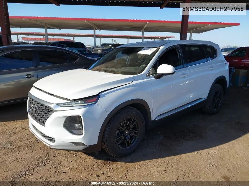 2020 Hyundai Santa Fe Sel VIN: 5NMS3CAD0LH217958 Lot: 40416952