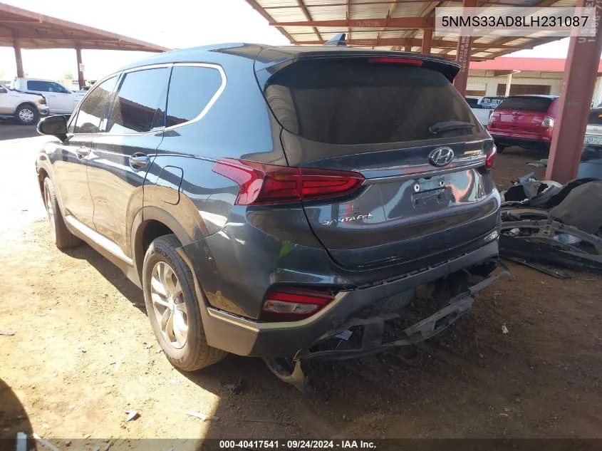 2020 Hyundai Santa Fe Sel VIN: 5NMS33AD8LH231087 Lot: 40417541