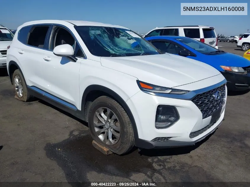 2020 Hyundai Santa Fe Se VIN: 5NMS23ADXLH160008 Lot: 40422223