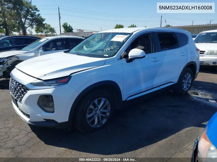 2020 Hyundai Santa Fe Se VIN: 5NMS23ADXLH160008 Lot: 40422223