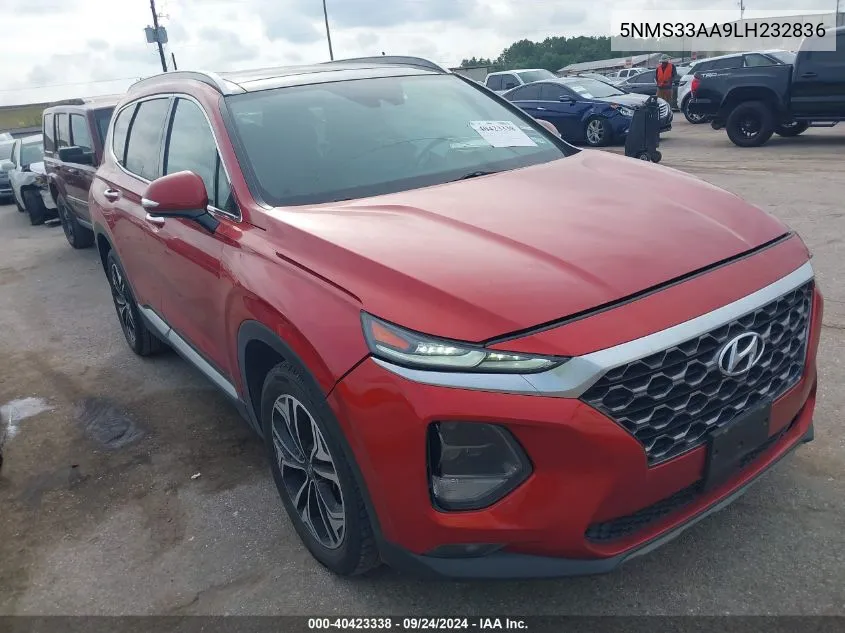 2020 Hyundai Santa Fe Sel 2.0T VIN: 5NMS33AA9LH232836 Lot: 40423338