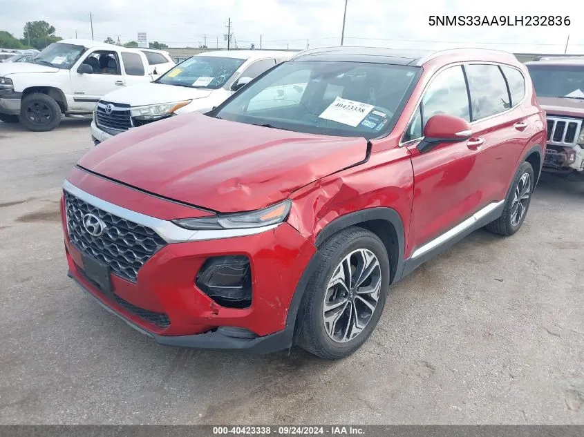 2020 Hyundai Santa Fe Sel/Sel Plus VIN: 5NMS33AA9LH232836 Lot: 40423338