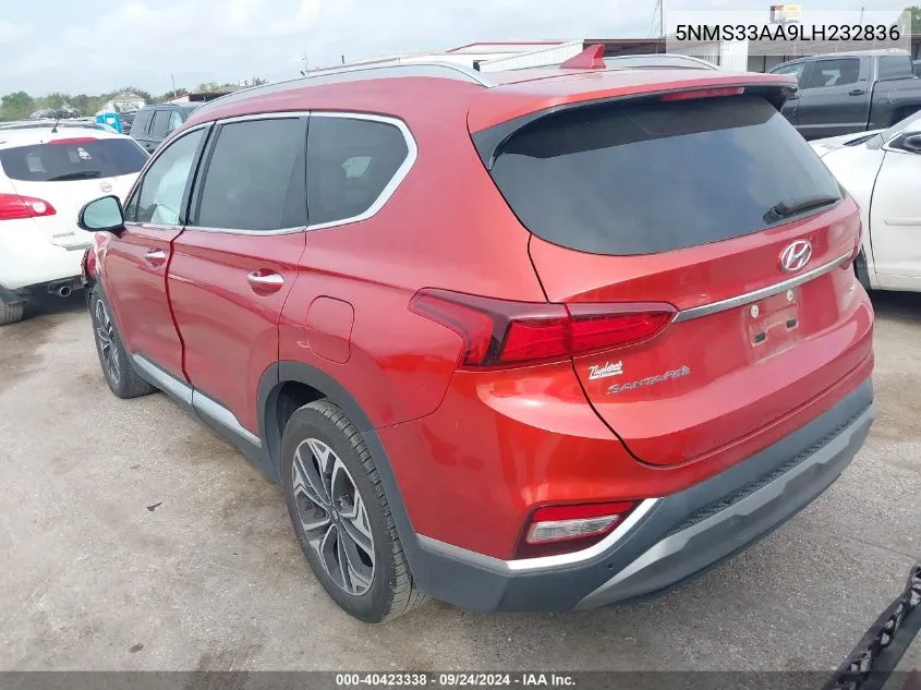 2020 Hyundai Santa Fe Sel/Sel Plus VIN: 5NMS33AA9LH232836 Lot: 40423338