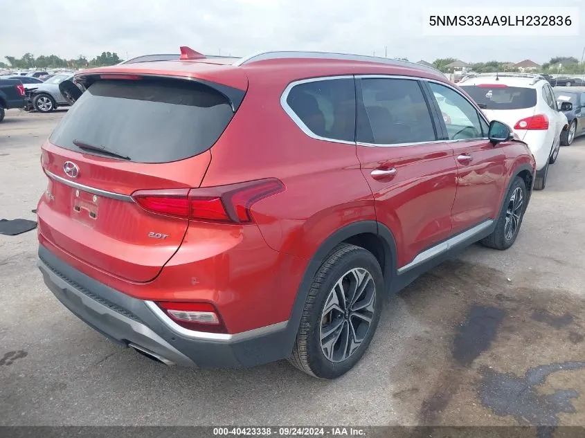 2020 Hyundai Santa Fe Sel 2.0T VIN: 5NMS33AA9LH232836 Lot: 40423338