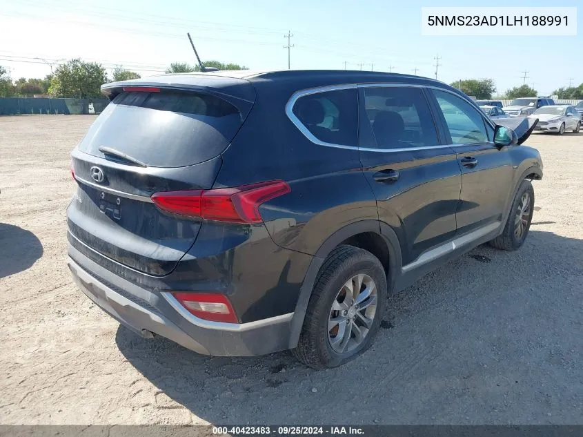 2020 Hyundai Santa Fe Se VIN: 5NMS23AD1LH188991 Lot: 40423483