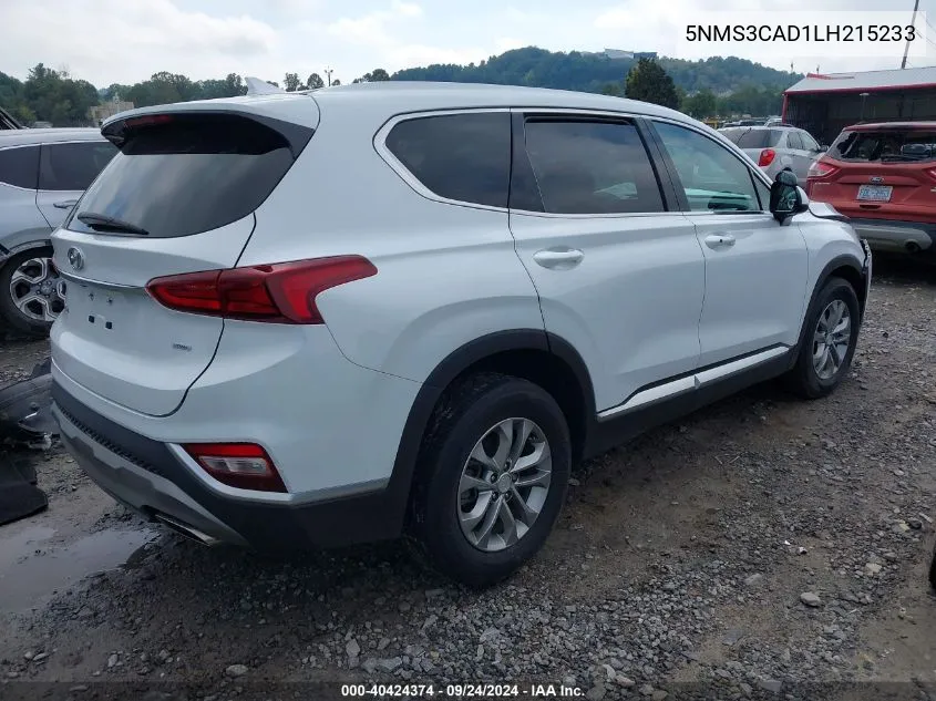 2020 Hyundai Santa Fe Sel/Sel Plus VIN: 5NMS3CAD1LH215233 Lot: 40424374