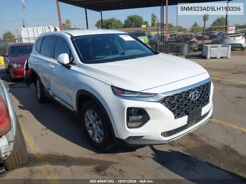 2020 Hyundai Santa Fe Se VIN: 5NMS23AD5LH193336 Lot: 40441352