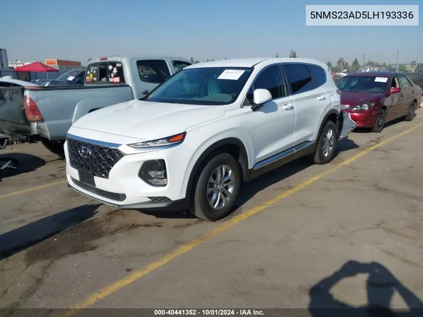 2020 Hyundai Santa Fe Se VIN: 5NMS23AD5LH193336 Lot: 40441352