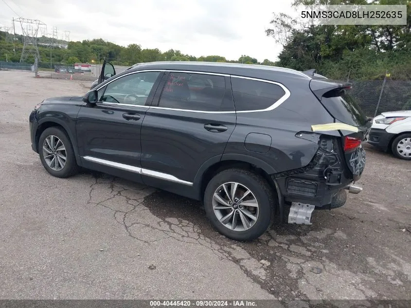 2020 Hyundai Santa Fe Sel/Sel Plus VIN: 5NMS3CAD8LH252635 Lot: 40445420