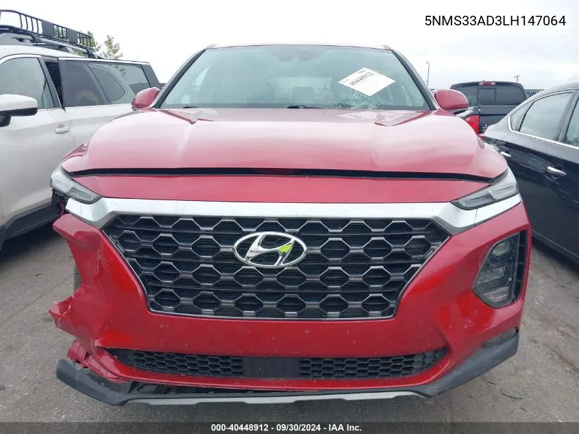 2020 Hyundai Santa Fe Sel VIN: 5NMS33AD3LH147064 Lot: 40448912