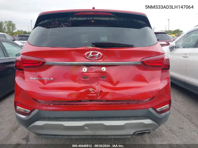 2020 Hyundai Santa Fe Sel VIN: 5NMS33AD3LH147064 Lot: 40448912