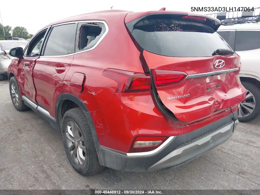 2020 Hyundai Santa Fe Sel VIN: 5NMS33AD3LH147064 Lot: 40448912