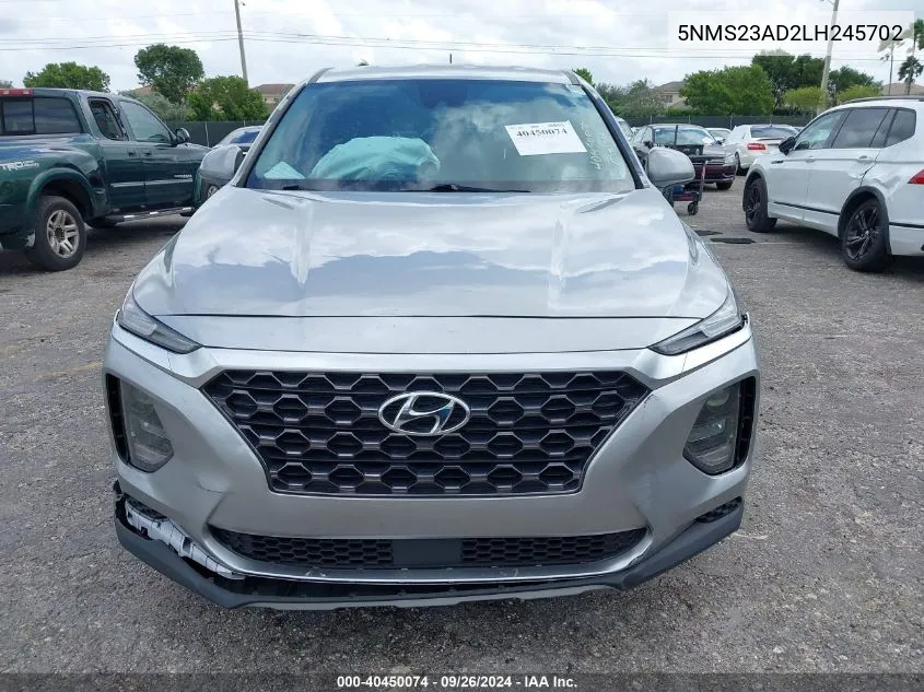 2020 Hyundai Santa Fe Se VIN: 5NMS23AD2LH245702 Lot: 40450074