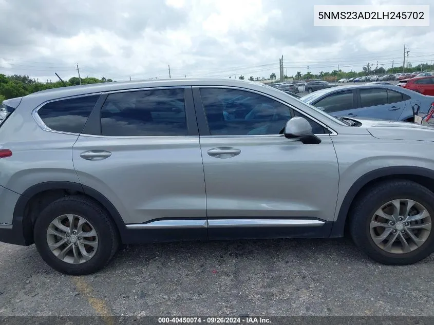 2020 Hyundai Santa Fe Se VIN: 5NMS23AD2LH245702 Lot: 40450074