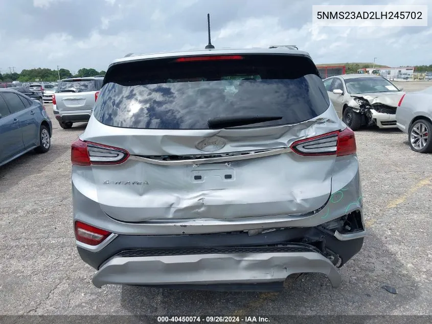 2020 Hyundai Santa Fe Se VIN: 5NMS23AD2LH245702 Lot: 40450074