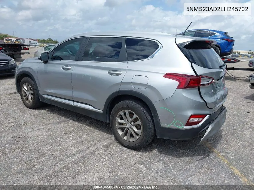 5NMS23AD2LH245702 2020 Hyundai Santa Fe Se