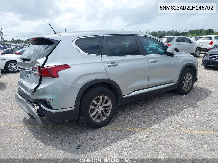 2020 Hyundai Santa Fe Se VIN: 5NMS23AD2LH245702 Lot: 40450074