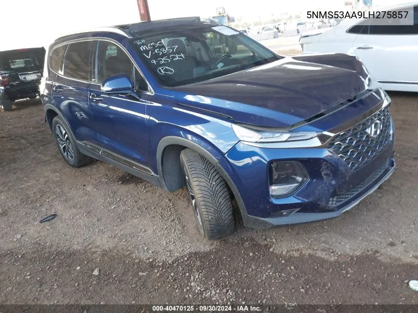 2020 Hyundai Santa Fe Limited/Ultimate VIN: 5NMS53AA9LH275857 Lot: 40470125