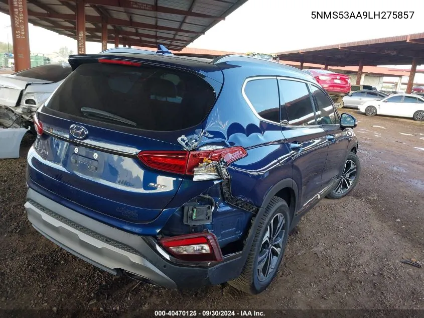 2020 Hyundai Santa Fe Limited/Ultimate VIN: 5NMS53AA9LH275857 Lot: 40470125