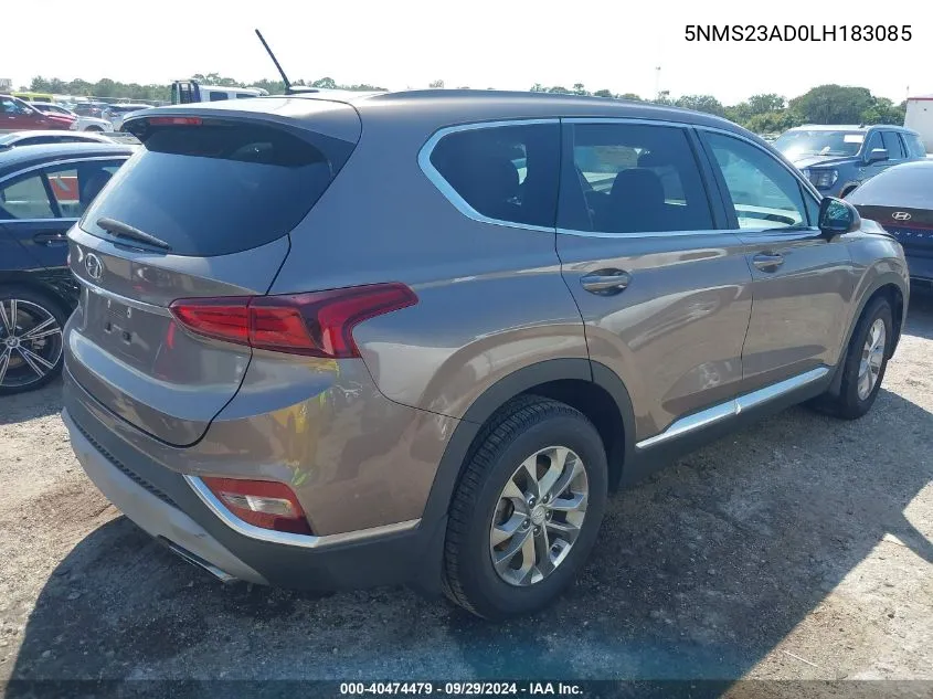 2020 Hyundai Santa Fe Se VIN: 5NMS23AD0LH183085 Lot: 40474479